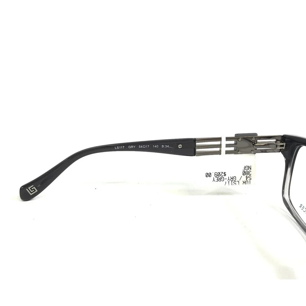 Tura by Lara Spencer Eyeglasses Frames LS117 GRY Gray Black Rectangle 54-17-140